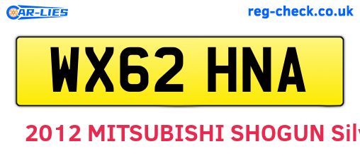 WX62HNA are the vehicle registration plates.