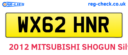 WX62HNR are the vehicle registration plates.