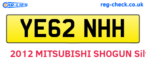 YE62NHH are the vehicle registration plates.