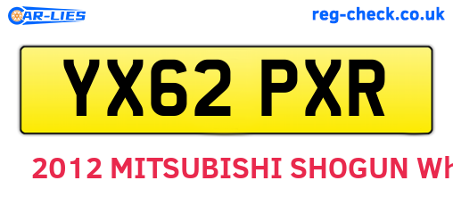 YX62PXR are the vehicle registration plates.