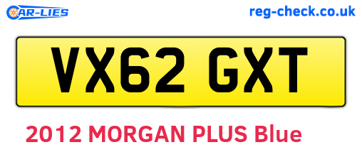 VX62GXT are the vehicle registration plates.