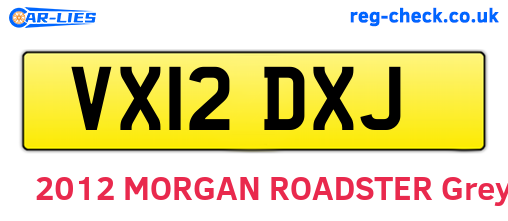VX12DXJ are the vehicle registration plates.