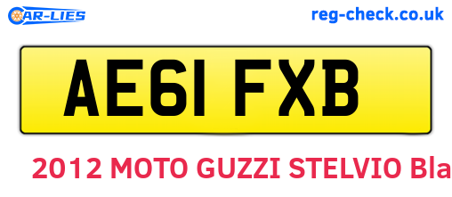 AE61FXB are the vehicle registration plates.