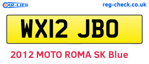 WX12JBO are the vehicle registration plates.