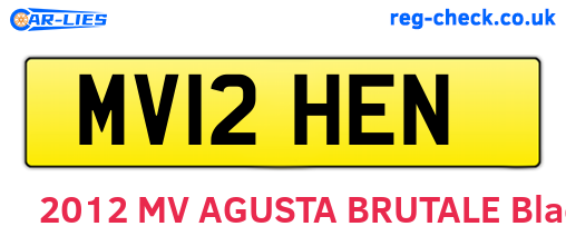MV12HEN are the vehicle registration plates.