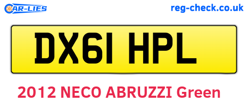 DX61HPL are the vehicle registration plates.