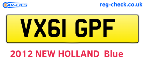 VX61GPF are the vehicle registration plates.