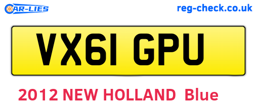 VX61GPU are the vehicle registration plates.
