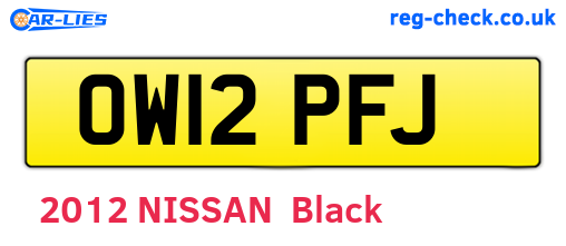 OW12PFJ are the vehicle registration plates.