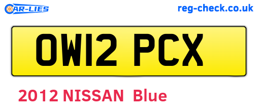 OW12PCX are the vehicle registration plates.