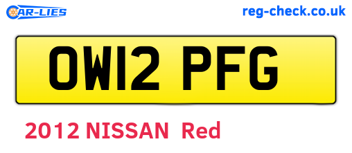 OW12PFG are the vehicle registration plates.
