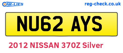 NU62AYS are the vehicle registration plates.