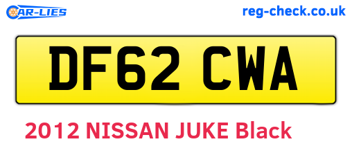 DF62CWA are the vehicle registration plates.