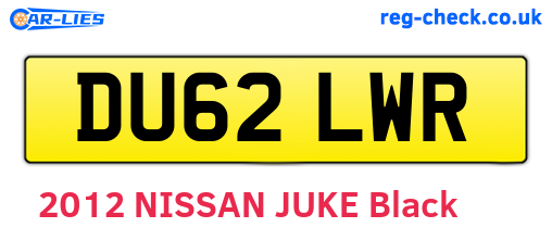 DU62LWR are the vehicle registration plates.