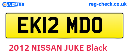 EK12MDO are the vehicle registration plates.
