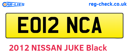 EO12NCA are the vehicle registration plates.