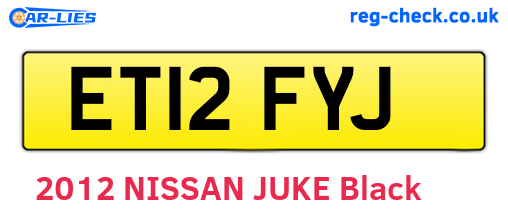ET12FYJ are the vehicle registration plates.