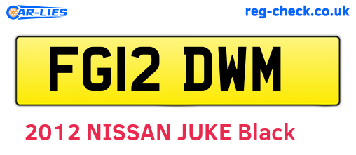 FG12DWM are the vehicle registration plates.