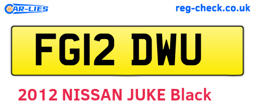 FG12DWU are the vehicle registration plates.