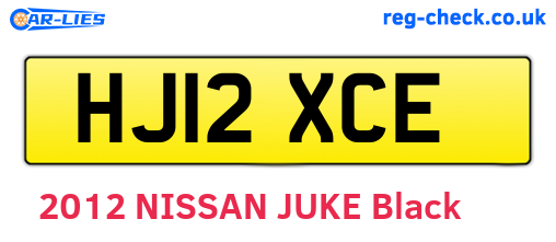 HJ12XCE are the vehicle registration plates.