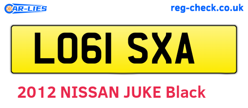 LO61SXA are the vehicle registration plates.