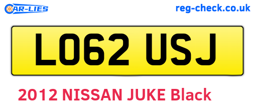 LO62USJ are the vehicle registration plates.