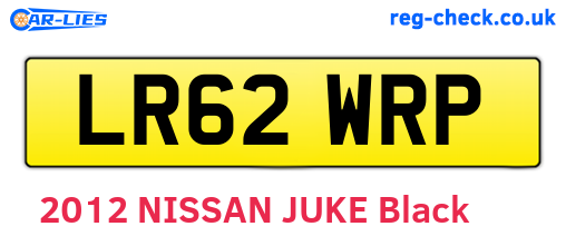 LR62WRP are the vehicle registration plates.