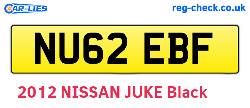 NU62EBF are the vehicle registration plates.