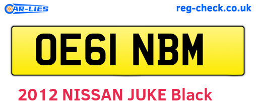 OE61NBM are the vehicle registration plates.