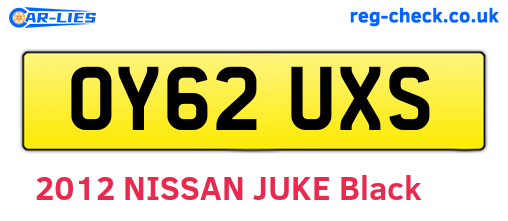 OY62UXS are the vehicle registration plates.