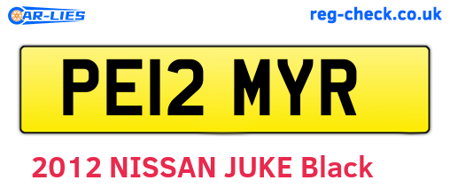 PE12MYR are the vehicle registration plates.