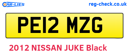 PE12MZG are the vehicle registration plates.