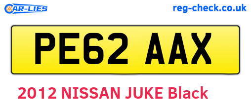 PE62AAX are the vehicle registration plates.