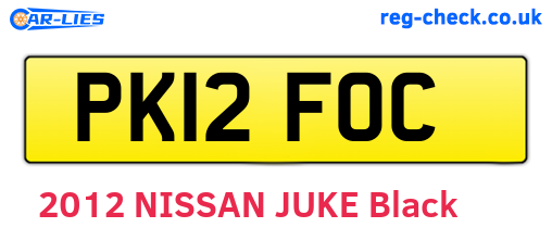 PK12FOC are the vehicle registration plates.