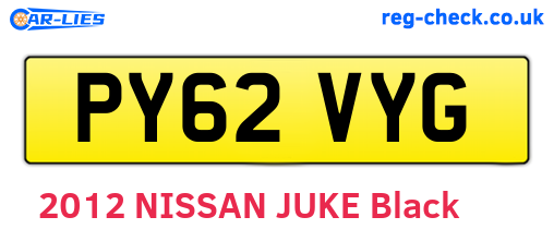 PY62VYG are the vehicle registration plates.