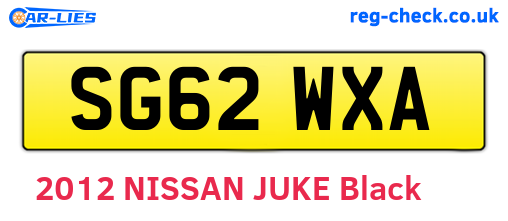 SG62WXA are the vehicle registration plates.