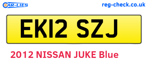 EK12SZJ are the vehicle registration plates.