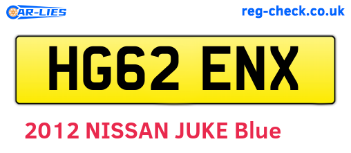 HG62ENX are the vehicle registration plates.