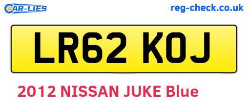 LR62KOJ are the vehicle registration plates.