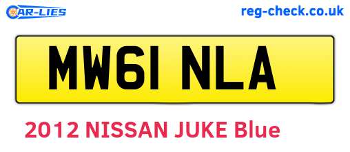 MW61NLA are the vehicle registration plates.