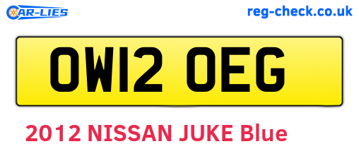 OW12OEG are the vehicle registration plates.