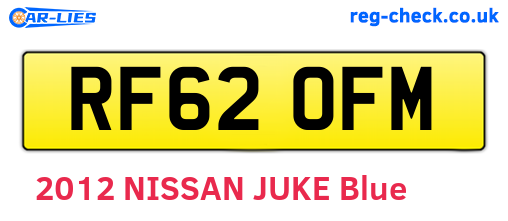 RF62OFM are the vehicle registration plates.