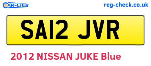 SA12JVR are the vehicle registration plates.