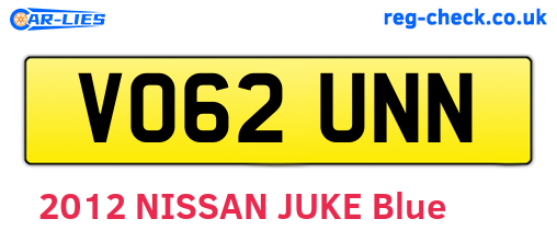 VO62UNN are the vehicle registration plates.