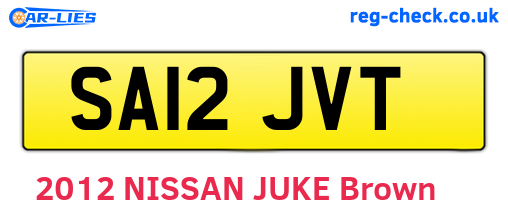 SA12JVT are the vehicle registration plates.