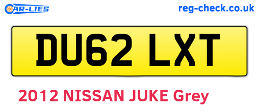 DU62LXT are the vehicle registration plates.
