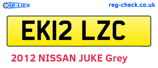 EK12LZC are the vehicle registration plates.