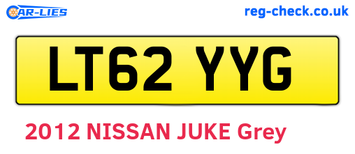 LT62YYG are the vehicle registration plates.
