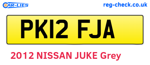 PK12FJA are the vehicle registration plates.