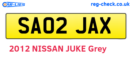 SA02JAX are the vehicle registration plates.
